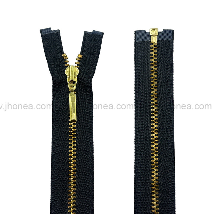 YKK #3 gold metal zipper with black tape open-end zippers for jackets and hoodies