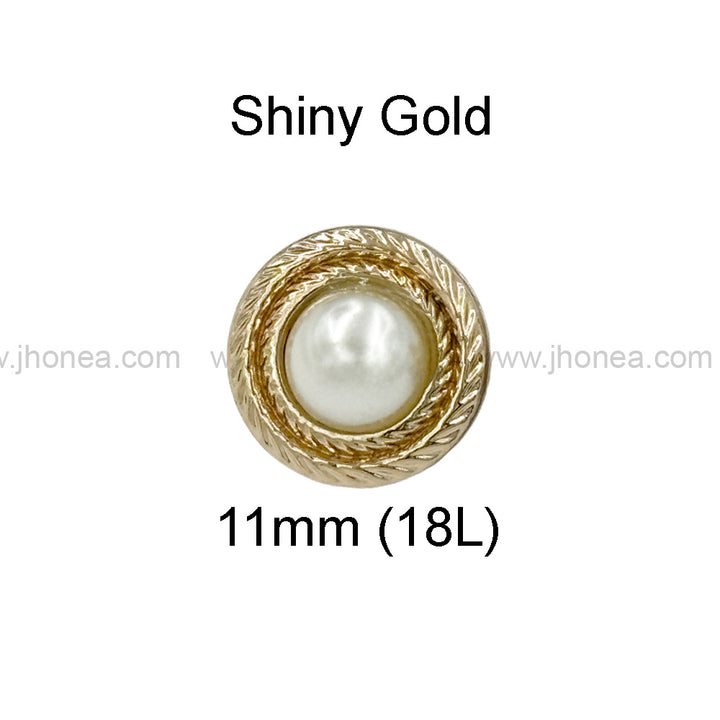 Round Shape Pearl Metal Button with Downhole Loop