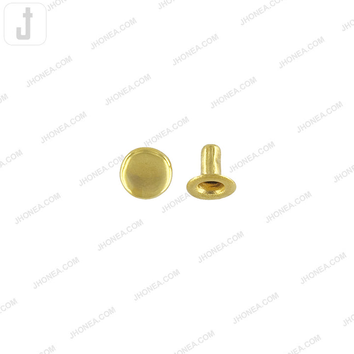Solid Brass Flat Rivets Shiny Gold Finish for Leather, Denim, Bags and DIY Crafts