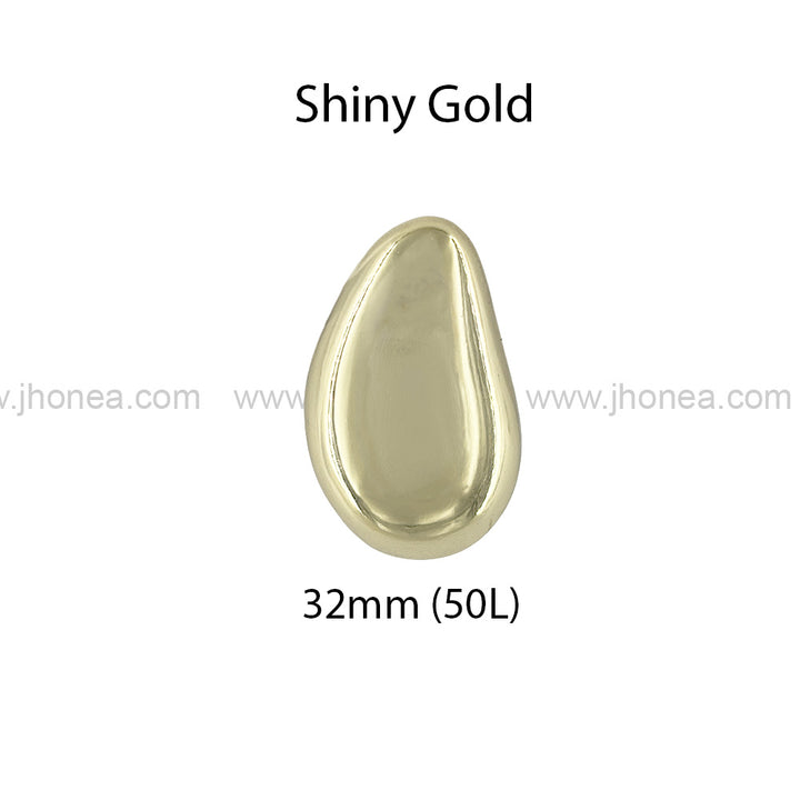 Elegant Smooth Bean-Shaped Shiny Metal Loop Buttons