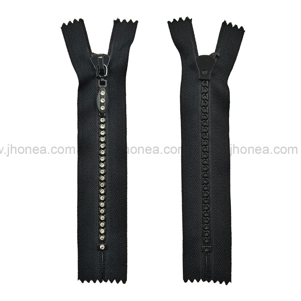 #4 Number Decorative Fancy Closed End Zipper with Diamond Embellished Teeth
