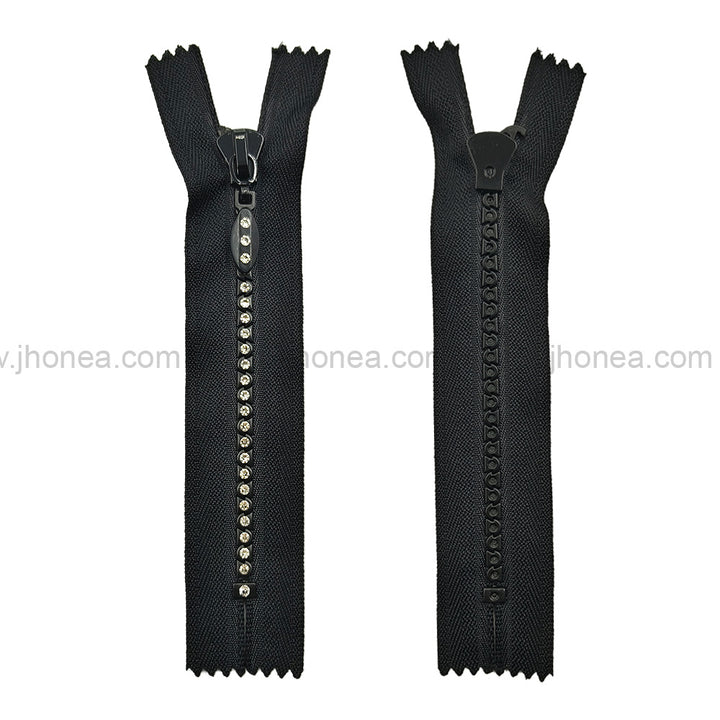 #4 Number Decorative Fancy Closed End Zipper with Diamond Embellished Teeth