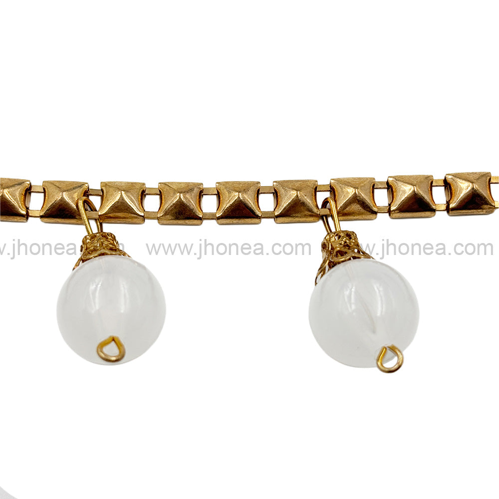 Beautiful Gold & White Beaded Decorative Necklace for Ethnic Wear