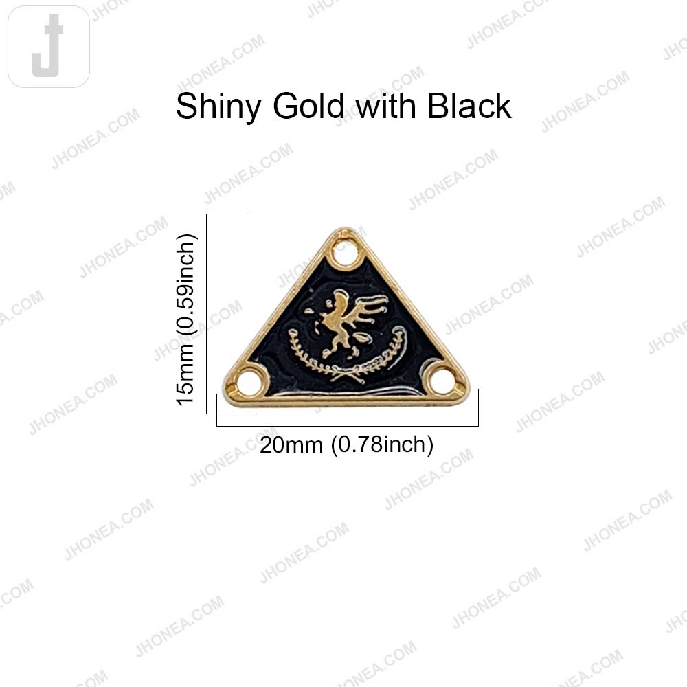 Geometric Triangle Metal Clothing Accessory with Black Enamel Accent