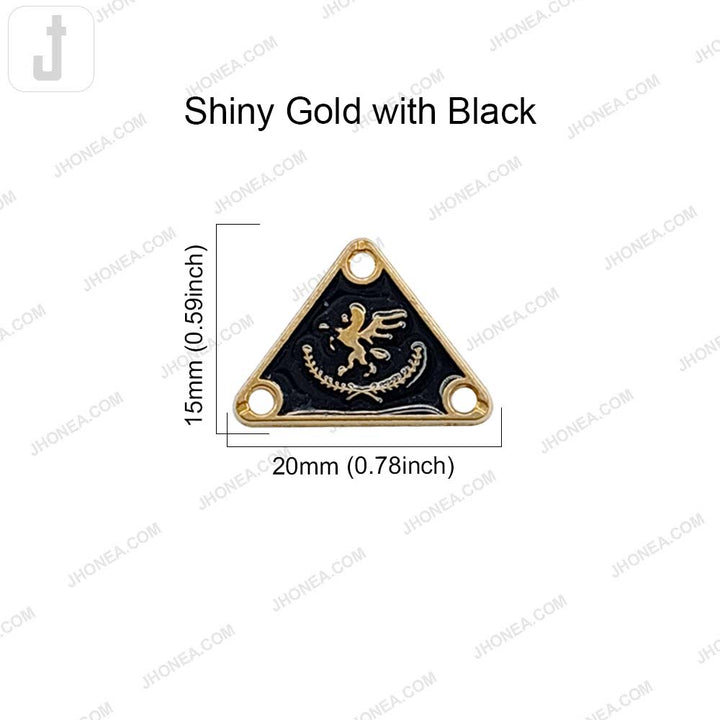 Geometric Triangle Metal Clothing Accessory with Black Enamel Accent