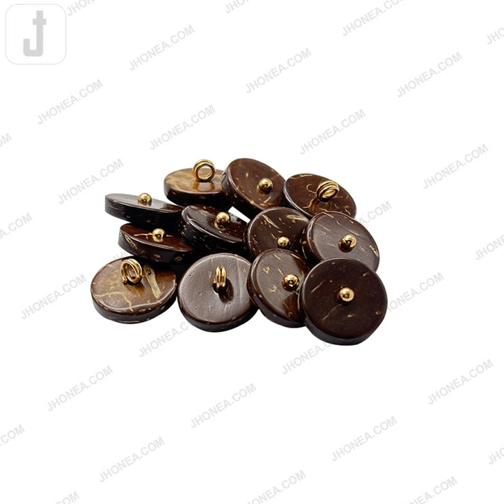 Classic Down Loop Coco Shell Button with Center Metal Dot Design