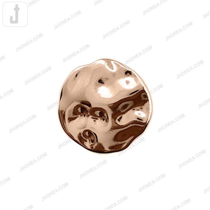 Elegant Round Shape Uneven Surface Shiny Metal Loop Buttons