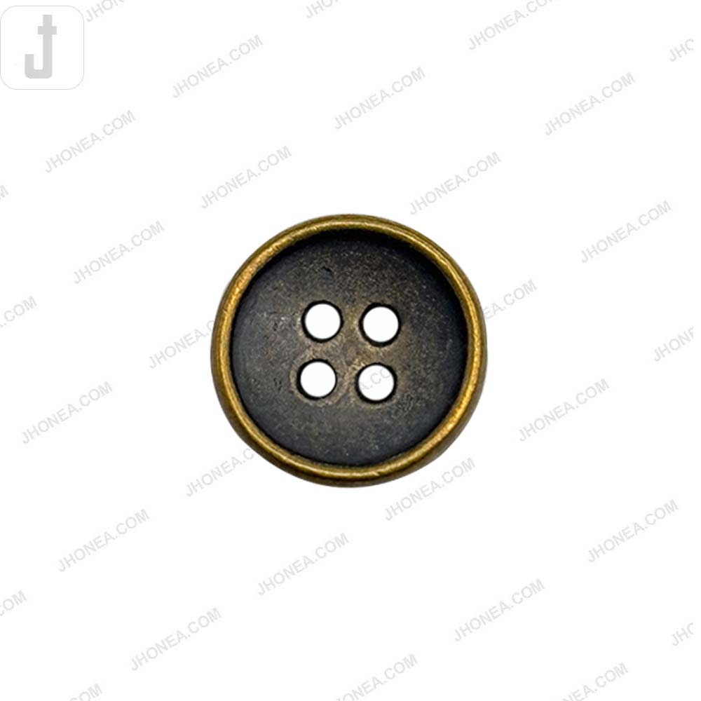 Round Vintage Antique Brass Style 4-Hole Metal Buttons for Sewing and Crafts