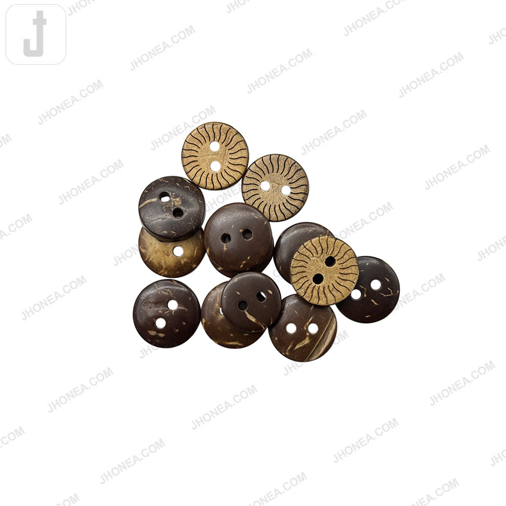 Unique Sunburst Design Round Shape 2 Hole Coco Buttons
