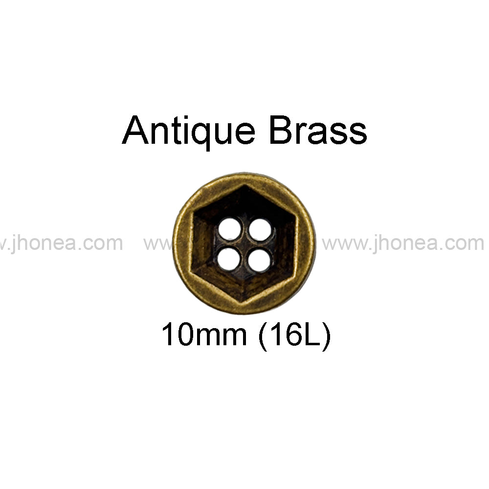 Solid Design Geometric Pattern 4-Hole Metal Shirt Buttons