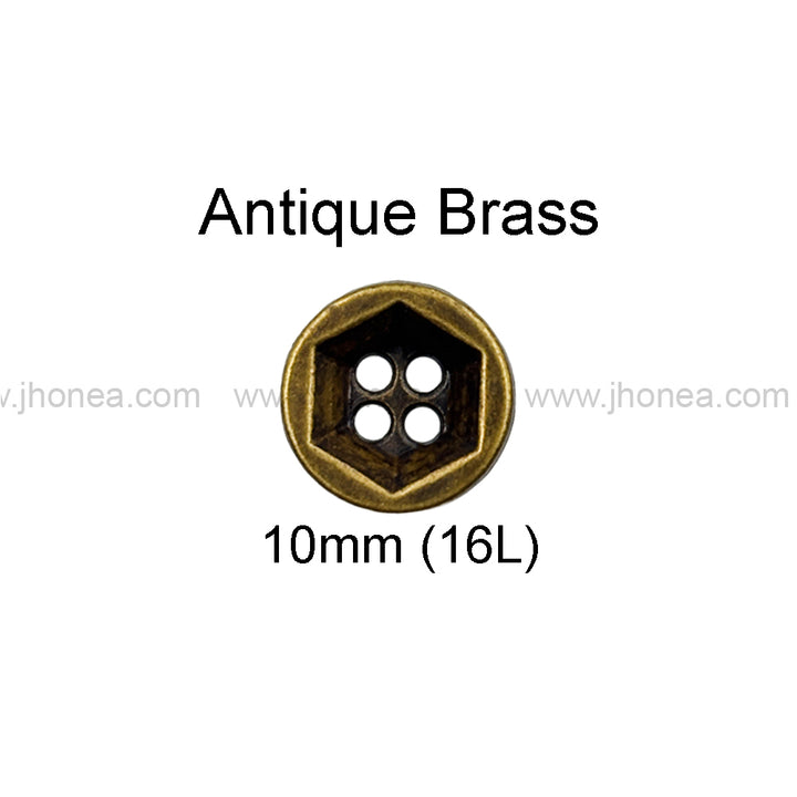 Solid Design Geometric Pattern 4-Hole Metal Shirt Buttons