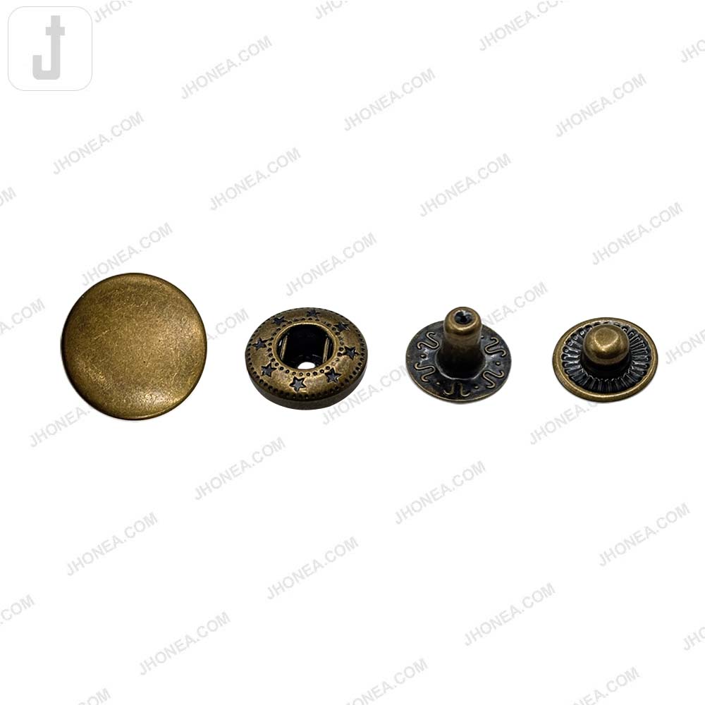 Premium Smooth Brass 4-Part Snap Button for Garments and Wallets