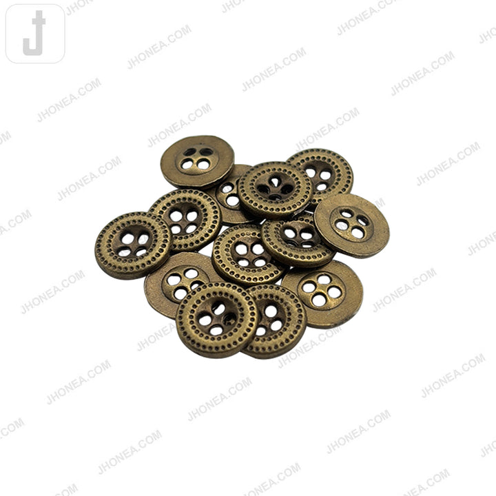 11mm Decorative 4-Hole Round Shape Metal Buttons