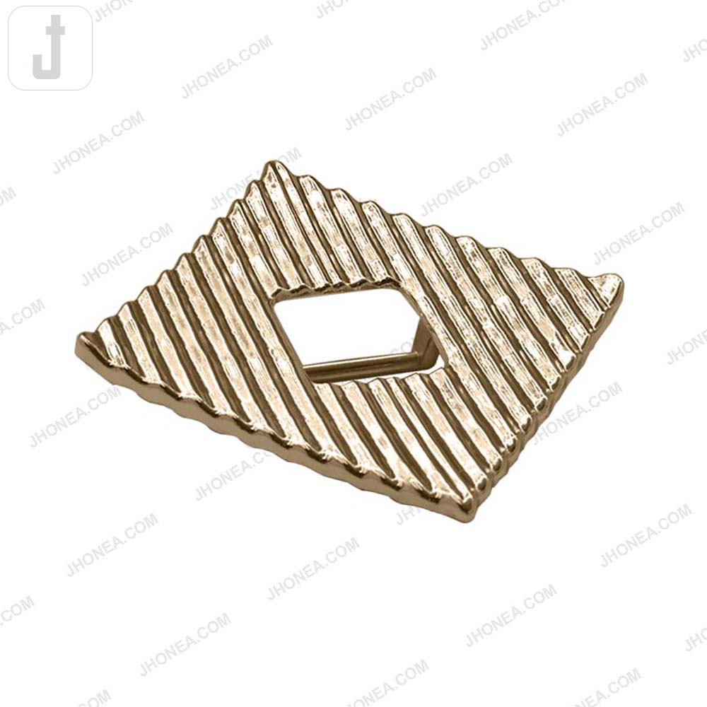 Geometric Shiny Gold Line Texture Metal Buckle for Clothing Accessories
