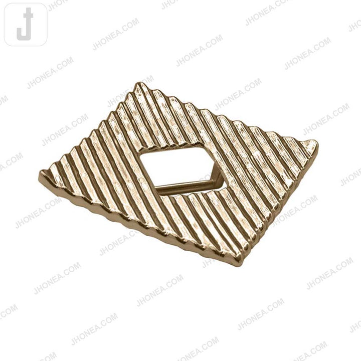 Geometric Shiny Gold Line Texture Metal Buckle for Clothing Accessories