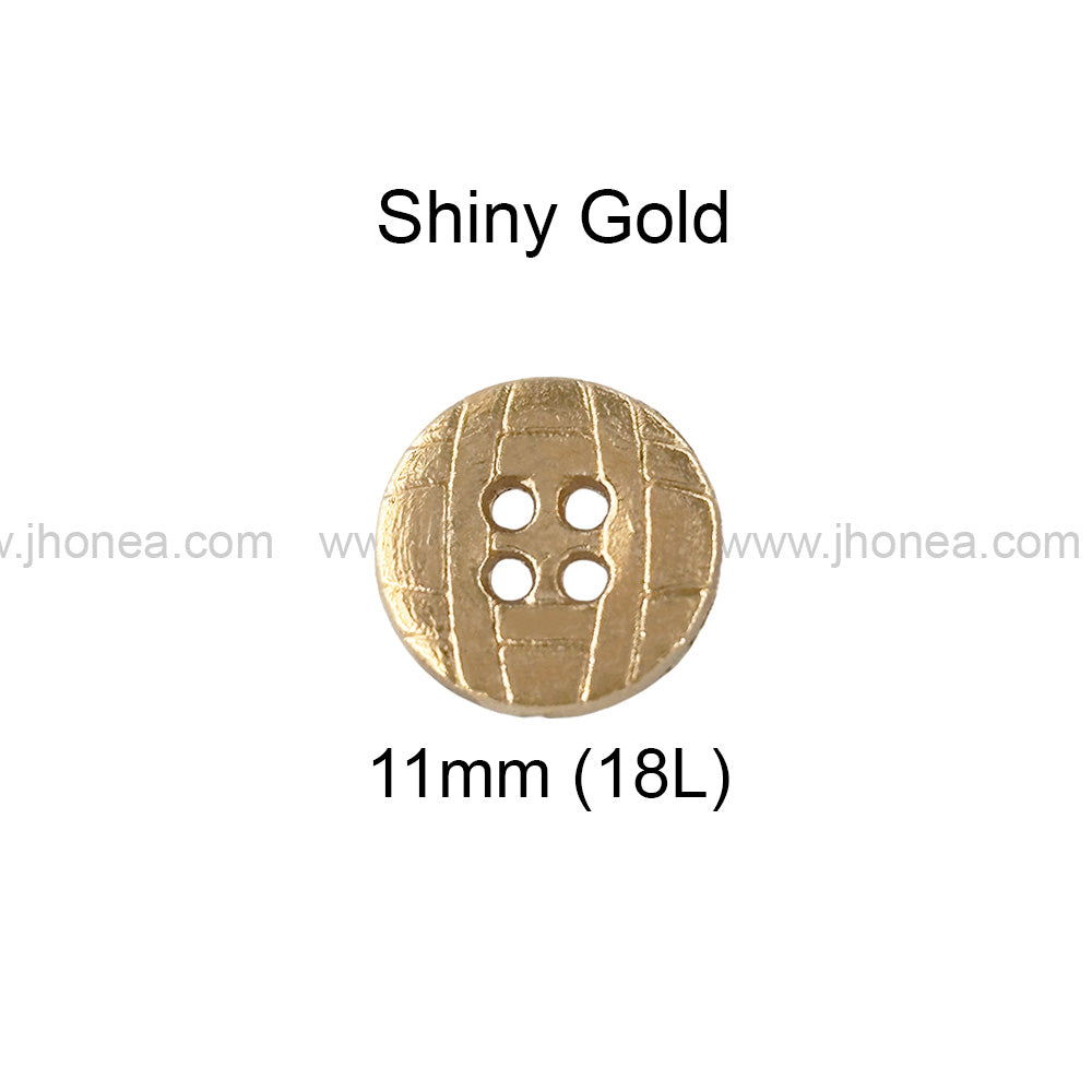 Engraved Design Round Shape 4-Hole Shirt Metal Buttons