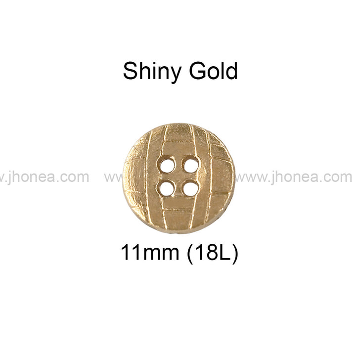 Engraved Design Round Shape 4-Hole Shirt Metal Buttons