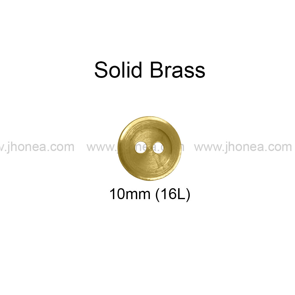 Premium Solid Brass 2-Hole Flat Rim Design Metal Button for Garments