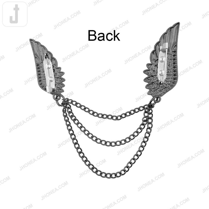 Elegant Triple Chain Hanging Wing Brooch