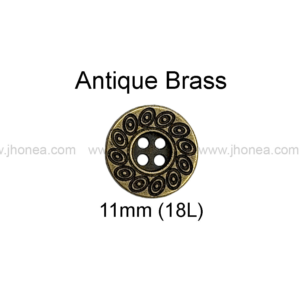 Beautiful Eye-Catching Engraved Design 4-Hole Metal Buttons