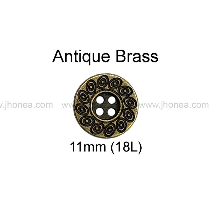 Beautiful Eye-Catching Engraved Design 4-Hole Metal Buttons