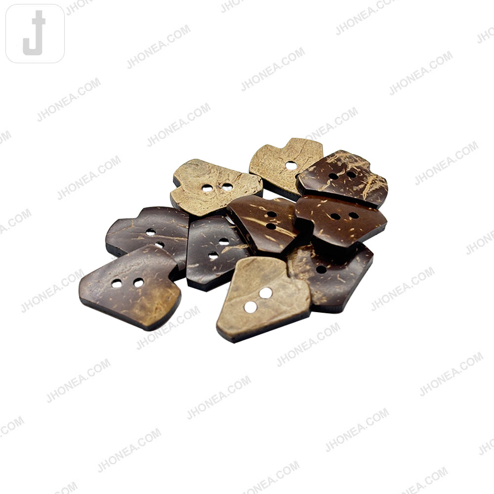Smooth Finish Heart Shape 2-Hole Natural Coco Buttons