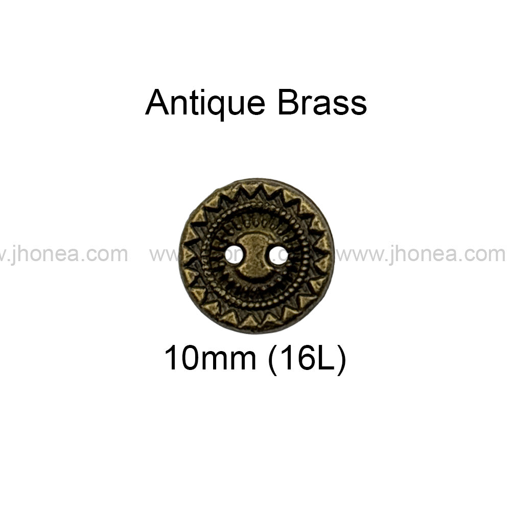 Vintage Style Engraved Textured Metal 2 Hole Shirt Buttons