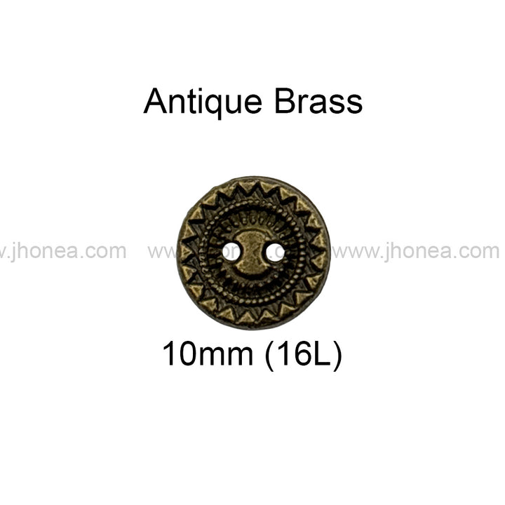 Vintage Style Engraved Textured Metal 2 Hole Shirt Buttons