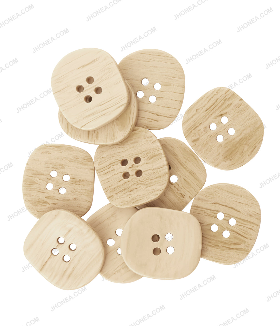 Uneven Shape Beige Color 4-Hole Decorative Poly Button