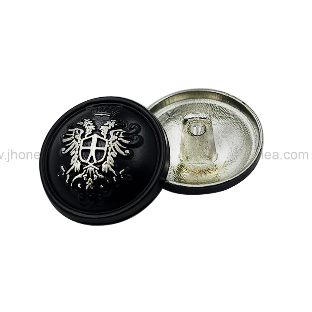 Matte Black Designer Round Shape Engraved Shank Metal Button