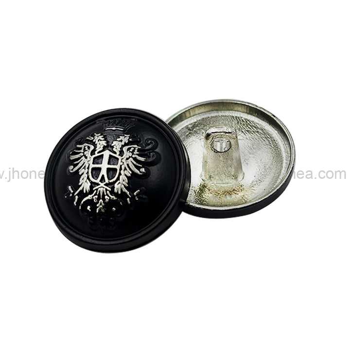 Matte Black Designer Round Shape Engraved Shank Metal Button