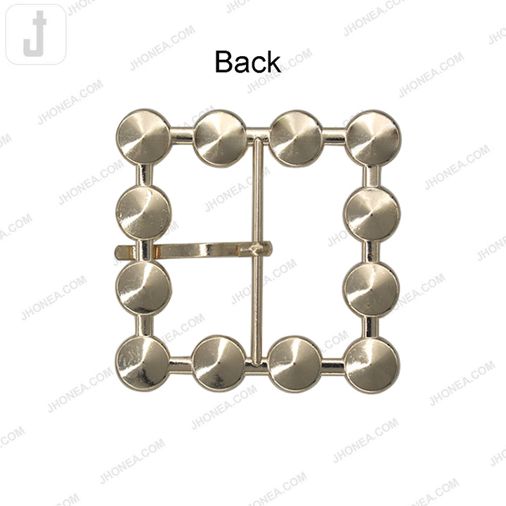 Glamorous Sparkling Square Shiny Gold Diamond Belt Buckle