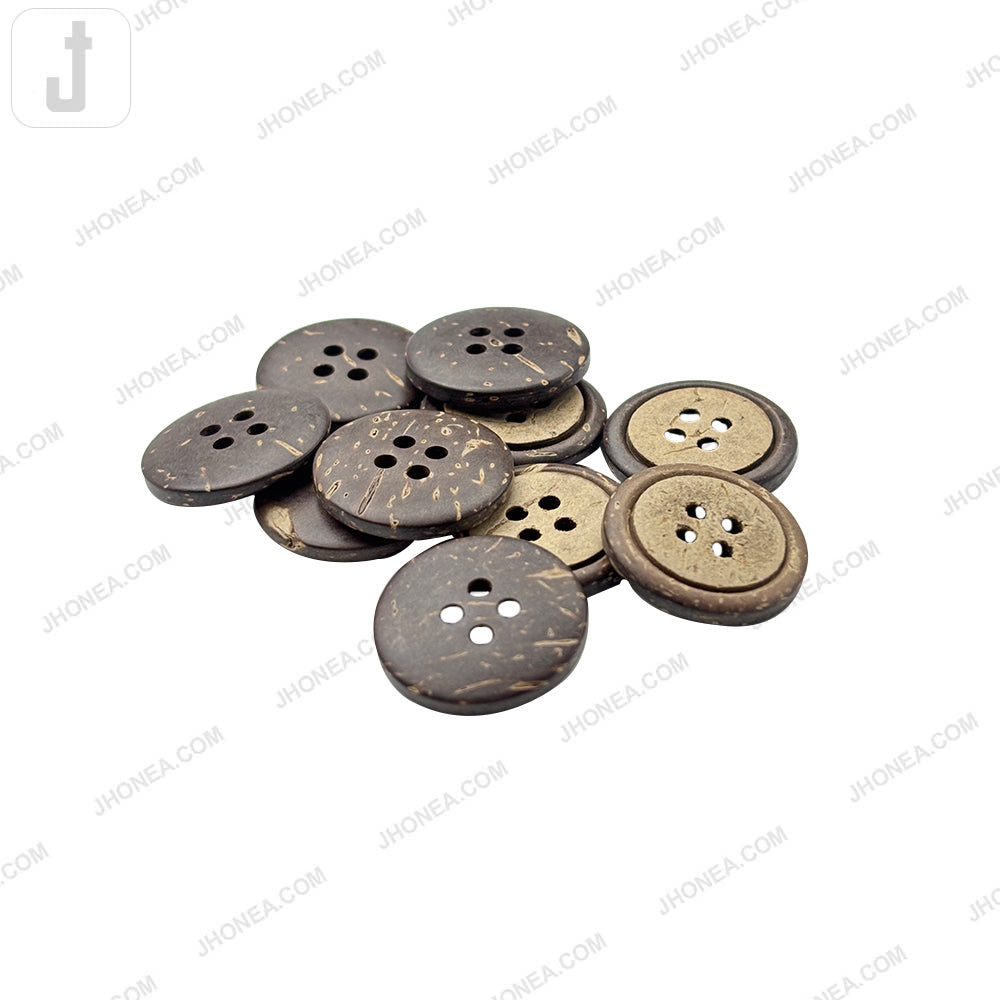 20mm Natural Smooth Finish 4-Hole Coco Shell Buttons