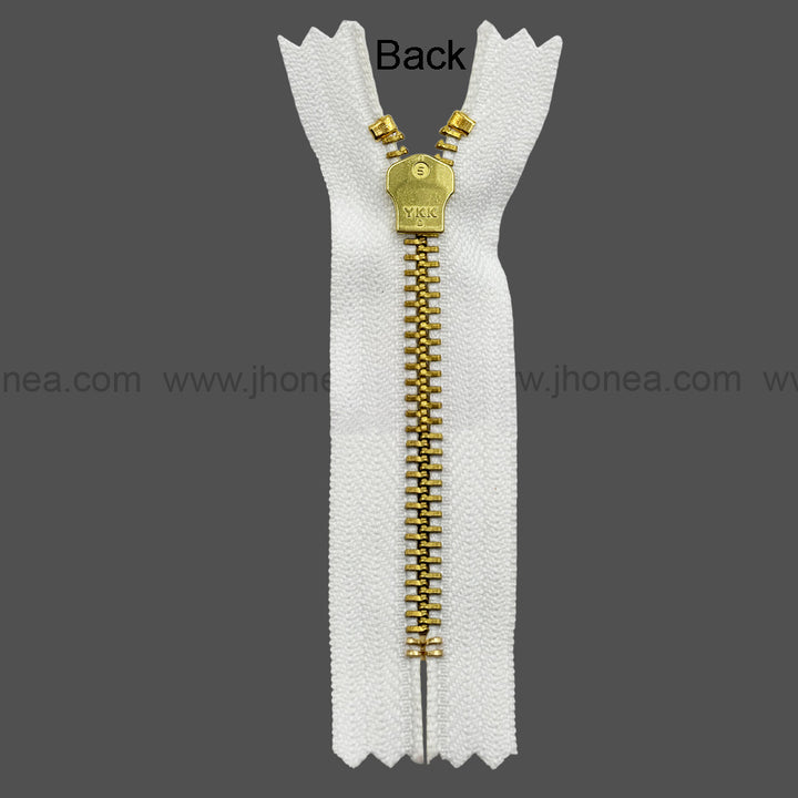 YKK- #5 Quality Designer Gold with Black/White YKK Metal Zipper for Jackets