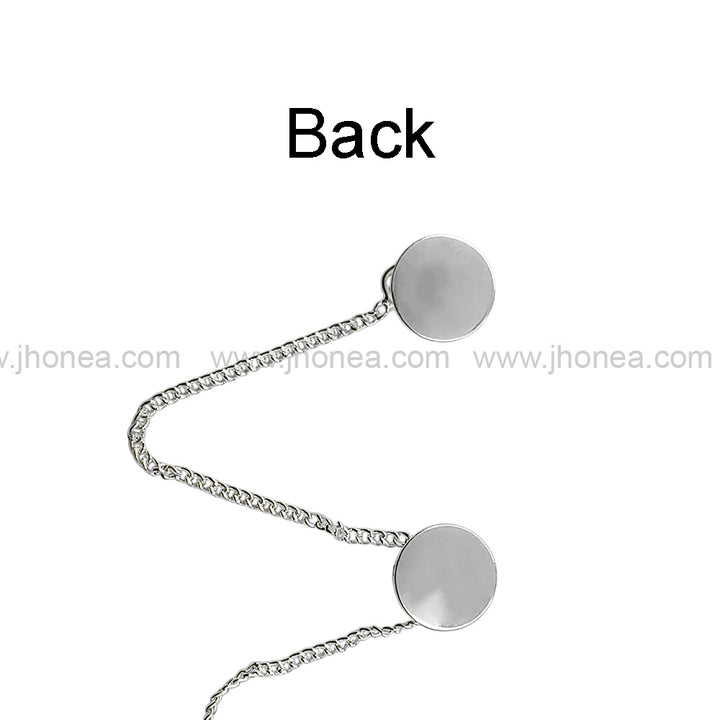 Sparkling Silver Square Shape Diamond Chain Hanging Buttons