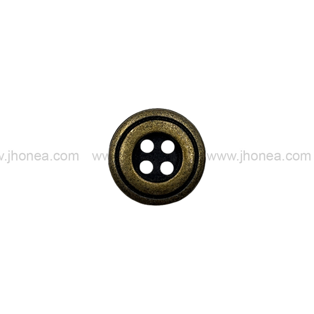 Vintage 4-Hole Double-Rim Antique Brass Round 11mm(18L) Metal Buttons