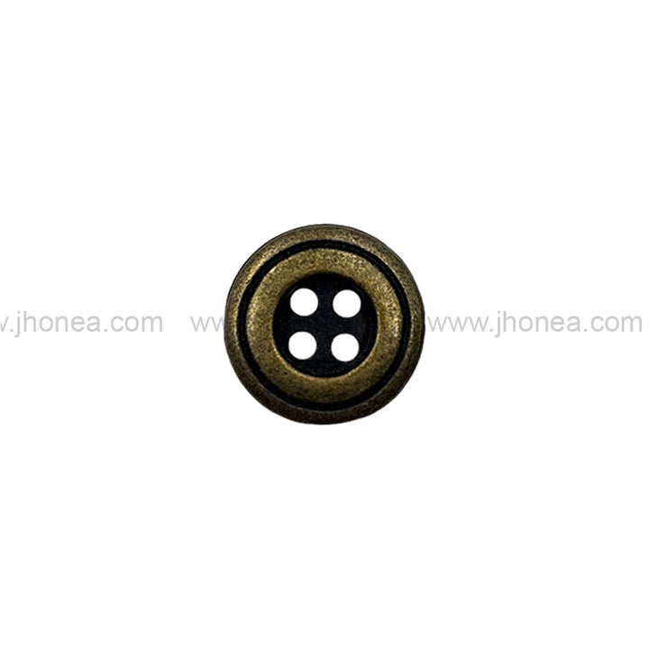 Vintage 4-Hole Double-Rim Antique Brass Round 11mm(18L) Metal Buttons