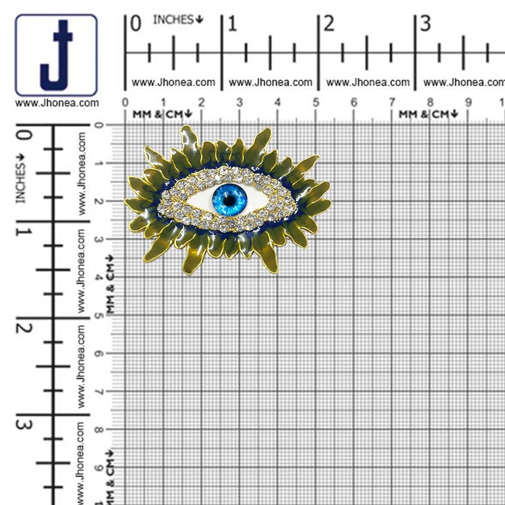 Artistic Gold Finish Blue Eye Enamel Brooch Pin