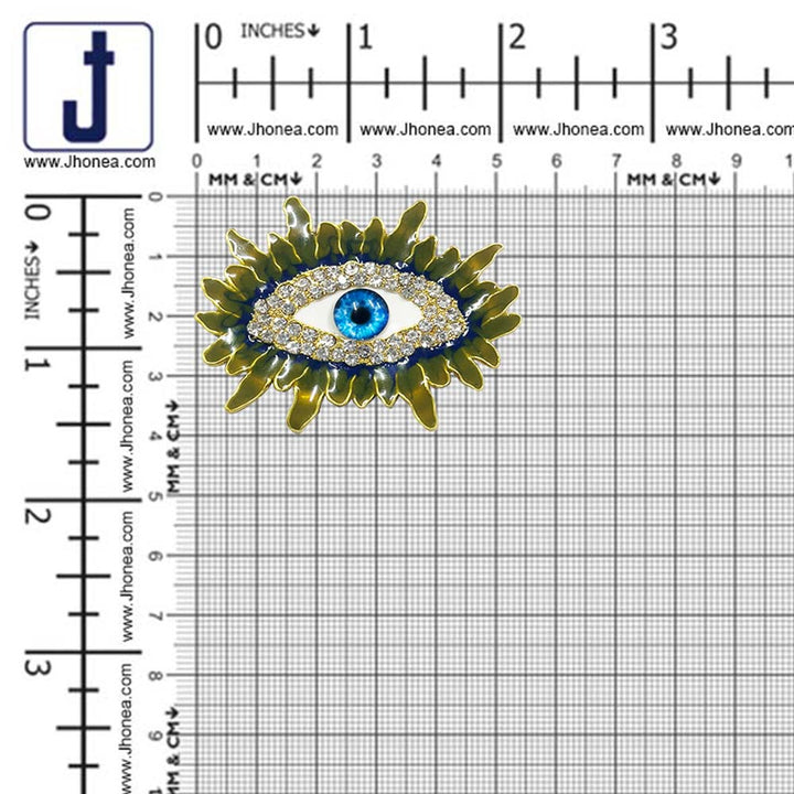 Artistic Gold Finish Blue Eye Enamel Brooch Pin
