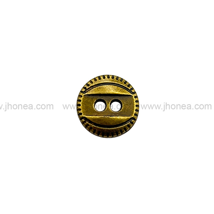 Western Style 2-Hole Round Shape Antique Brass Metal Button for Dresses
