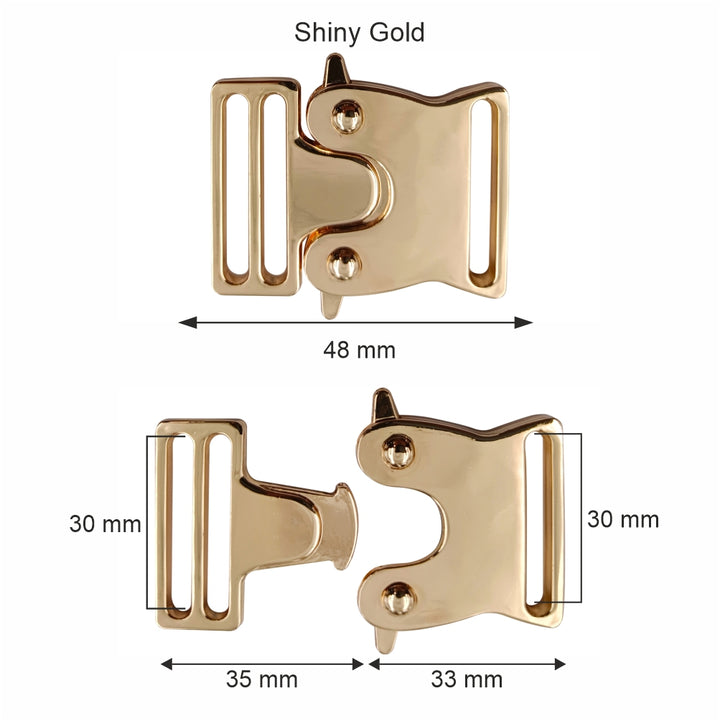 Classic Shiny Luxury Design Rollercoaster Side Release Clasp Buckle