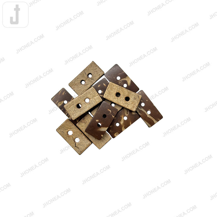 Rectangular 2-Hole Smooth Finish Natural Coco Shell Buttons
