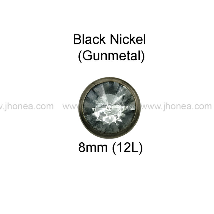 Stylish Gunmetal Diamond Button 8mm for Shirts/Kurtas & Designer Wear