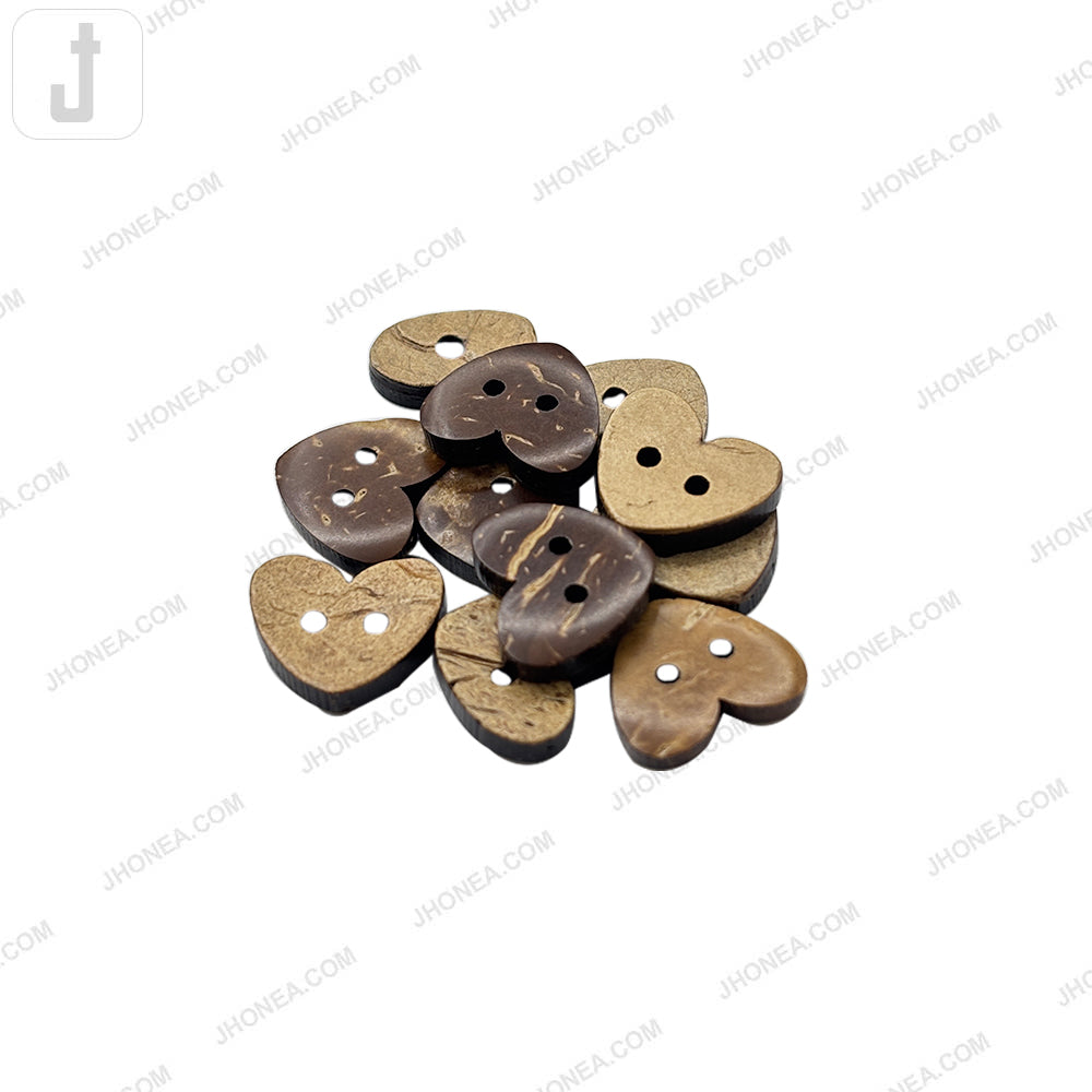 2-Hole Heart Shape Natural Coco Buttons for Sweaters