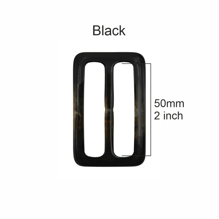 Rounded Rectangle Black Shaded Sliding Poly Belt Buckle