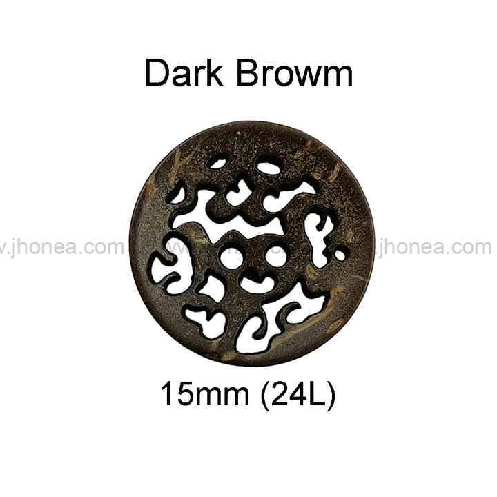 Beautiful Round Shape 2-Hole Cutwork Design Coconut Shell Buttons
