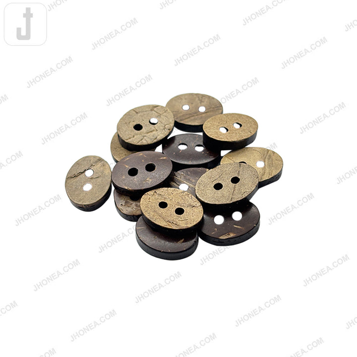Organic 15mm Oval 2 Hole Coco Shell Buttons