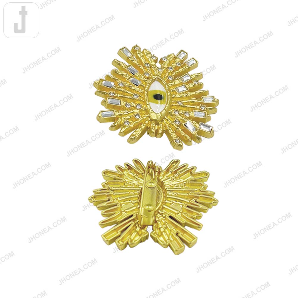 Luxurious Eye Diamond Accent Alloy Pin Brooch in Matte Dark Gold