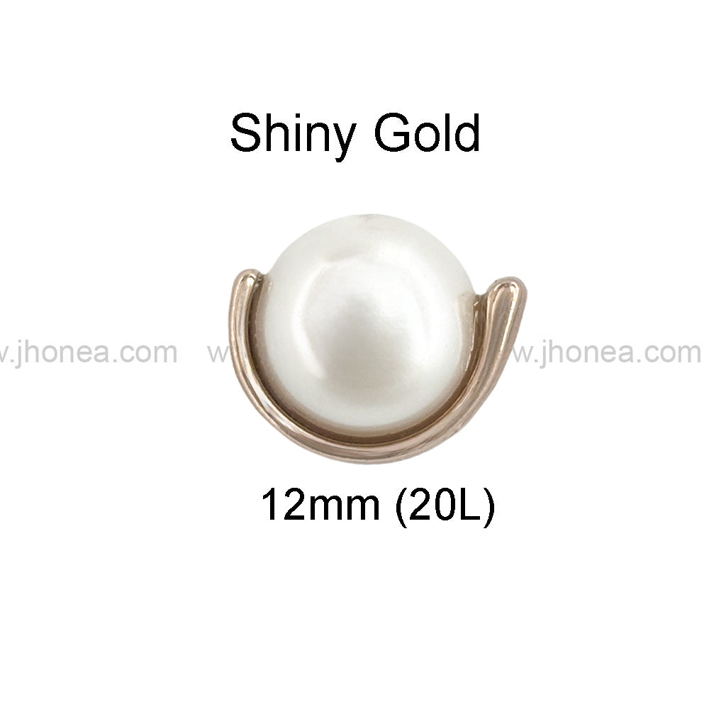 Shiny Gold & Silver Round Shape Fancy Pearl Buttons