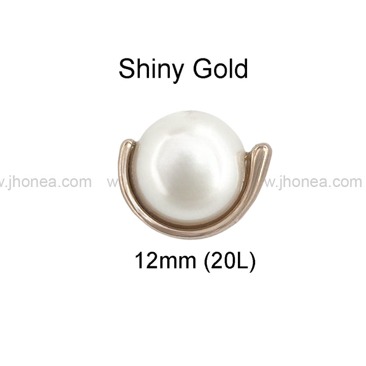 Shiny Gold & Silver Round Shape Fancy Pearl Buttons